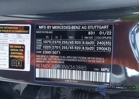 2022 Mercedes-Benz Glc 300 Suv из США, поврежденный, VIN W1N0G8DB3NV363885